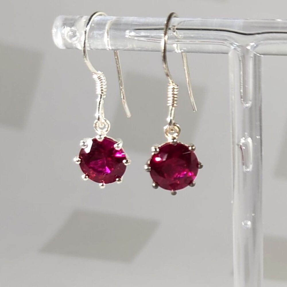 Ruby Dangle Earrings Sterling Silver - image 1